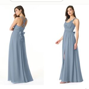 Dusty Blue A-Line One Shoulder Chiffon Convertible Dress (BRIDESMAID) plus